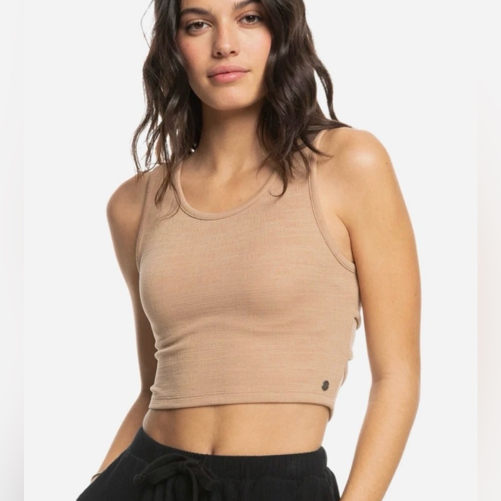 NWT Roxy Good Keepsake Crop Top, size XS in Warm Taupe